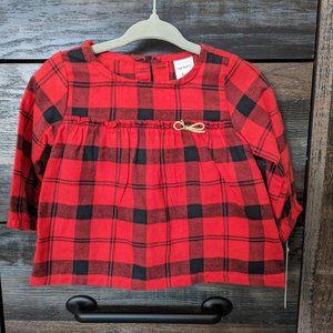 CARTERS BUFFALO CHECK GOLD BOW FRILL SHIRT ^M